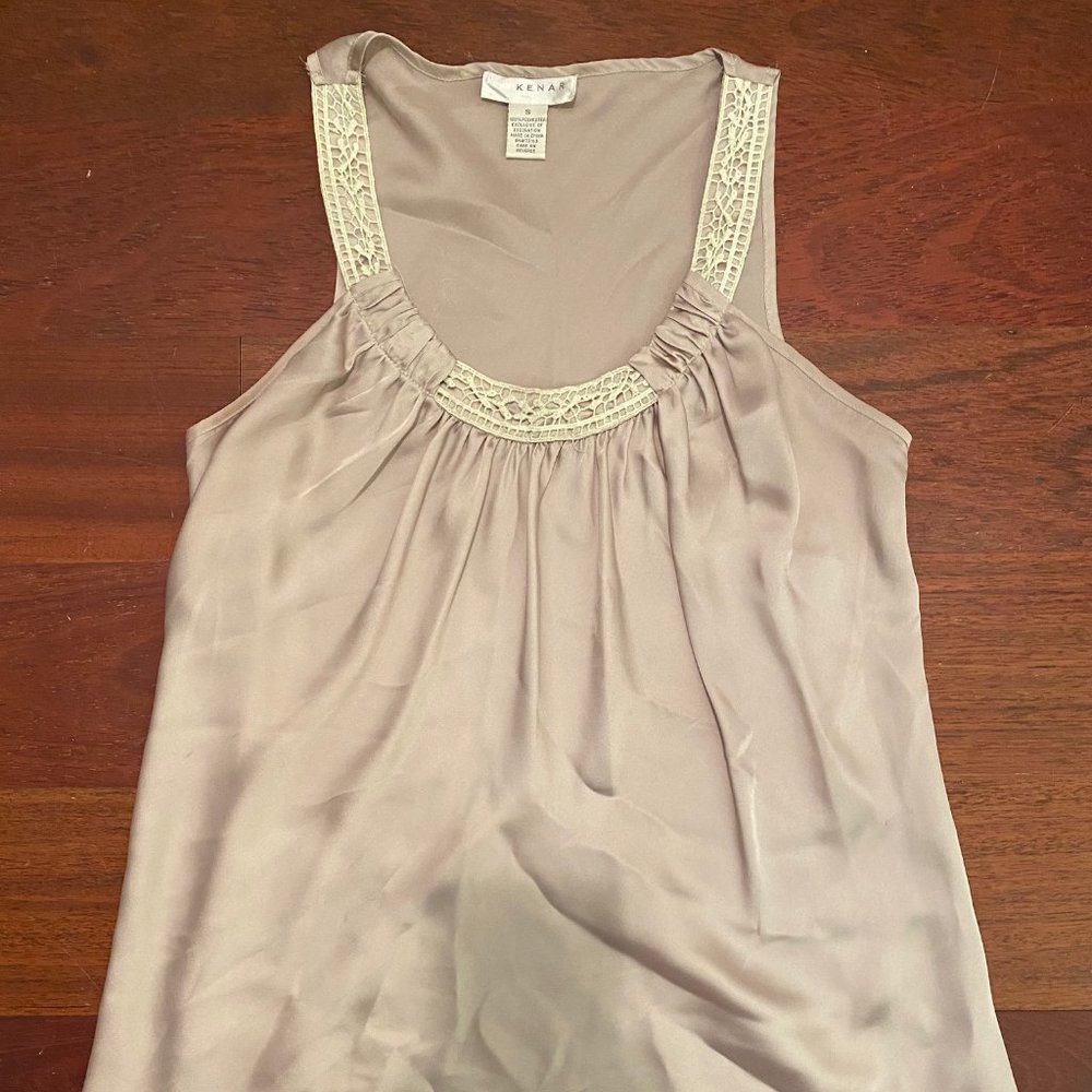 Kenar Sleeveless Blouse; Champage-Silk Like